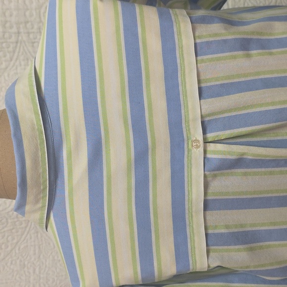Appleseed's Pastel Blue and Light Green Striped Top Shirt Business Casual Womens - Picture 7 of 9